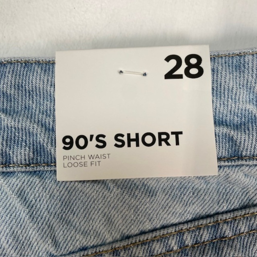 Forever 21 90s Short Light Wash Distressed High Waist Denim Shorts Size 28 NEW - Picture 2 of 9
